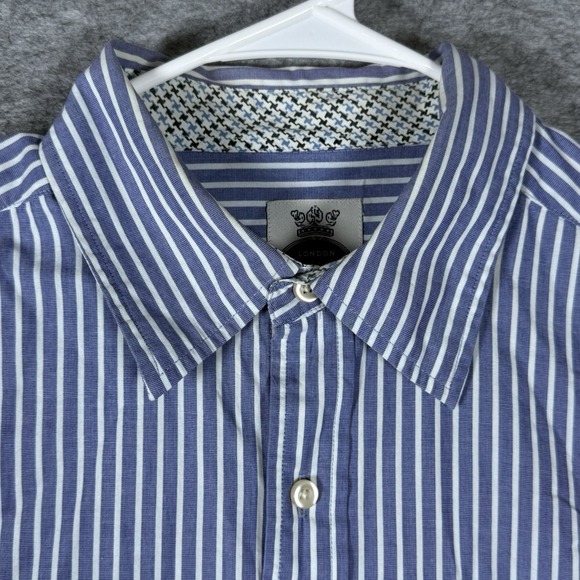 R & G London Shirt Men's X-Large Button Down Dress Blue White Striped Cotton - Picture 5 of 15